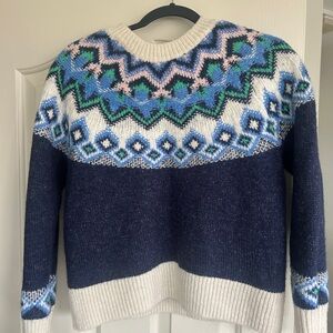 Old Navy Women's Navy and Blue Patterned Sweater